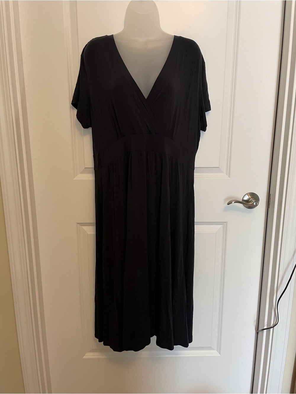 L.L. Bean Black V-Neck Midi Dress